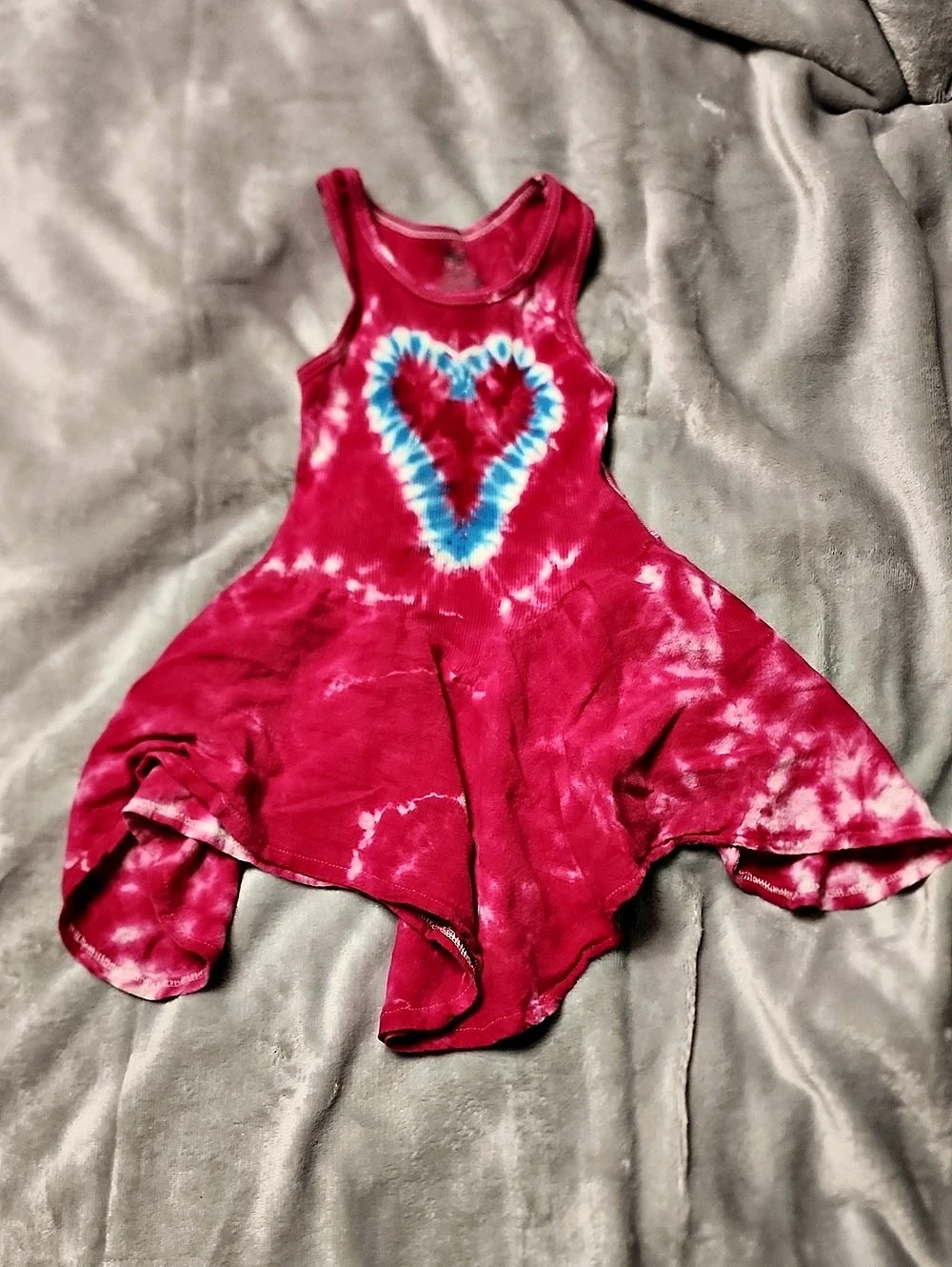 Kids Tie-Dye Hankerchief Dress in Pink & Blue Size XS